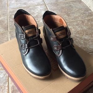 Pikolinos Black Leather Wedge Booties NWT Sz 36